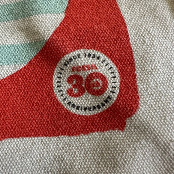 Fossil Cotton Canvas Tote Bag with Key Charm 30 Year Anniversary 2014 - Picture 3 of 9